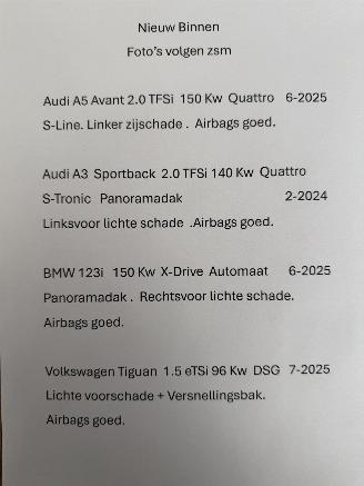 Schadeauto Audi A5 Avant 2.0 TFSi Quattro 2025/6