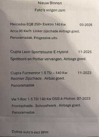 Vaurioauto  passenger cars Mercedes EQB 250 + Elektro  140 Kw Progessive 2026/3