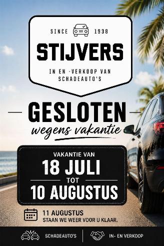 Vaurioauto  passenger cars AC  Gesloten van 18-07 tot 10-08 2026/1