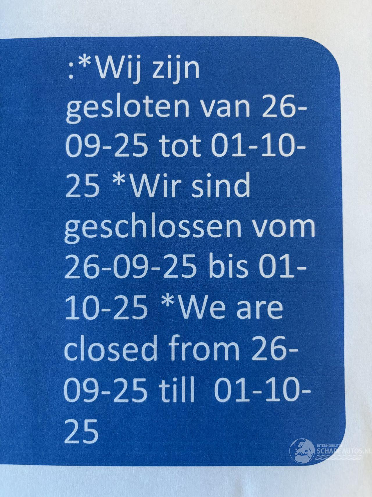 Audi  Gesloten van 26-09 tot 01-10-2025