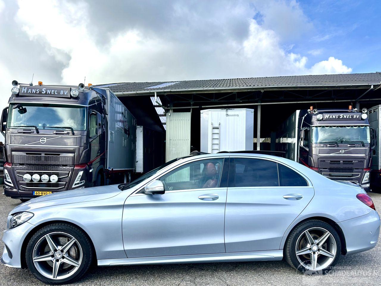 Mercedes C-klasse 250 AMG 211pk aut + F1 sedan - pano - hud - luchtvering - burmester - leer - front + line + side + stuur assist